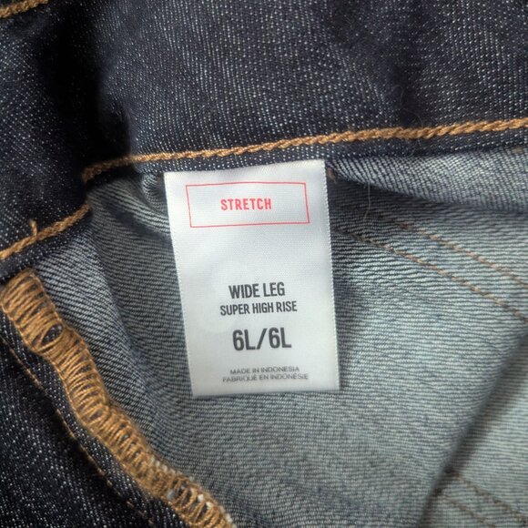 Express Dark Wash Denim Wide Leg Super High Rise Stretch Jean Size 6 Long - Picture 11 of 15